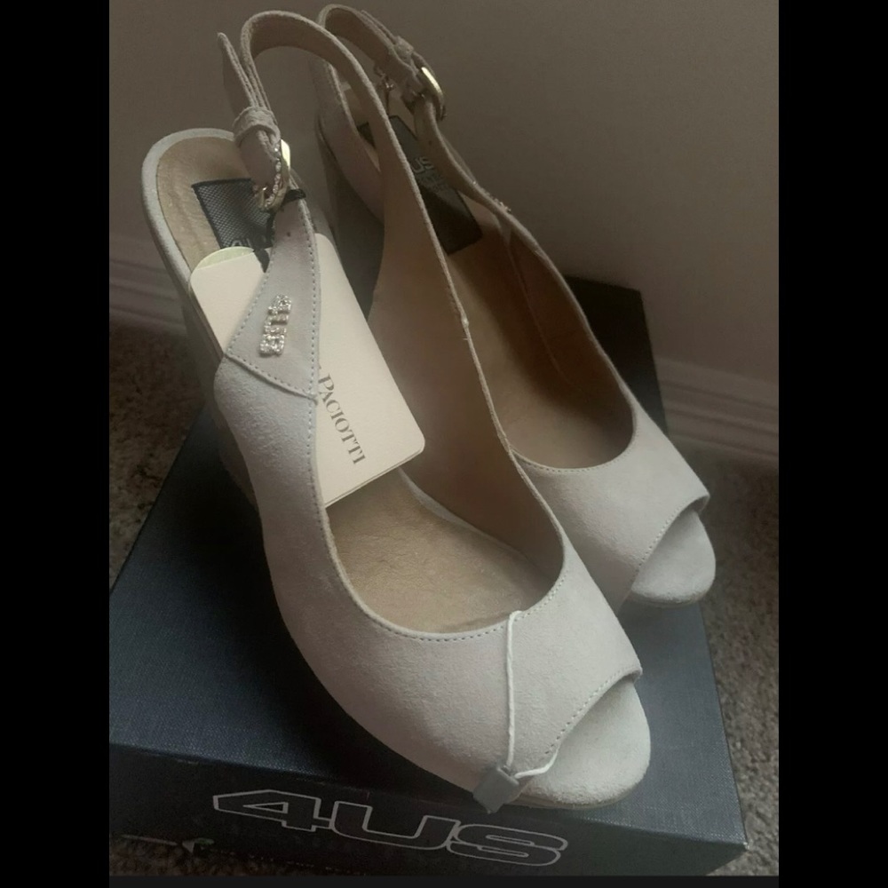 Cesare Paciotti wedge sandal size :40 -USA 9.5 beige msrp:$450